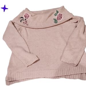 Jrs xl off shoulder rose applique sweater